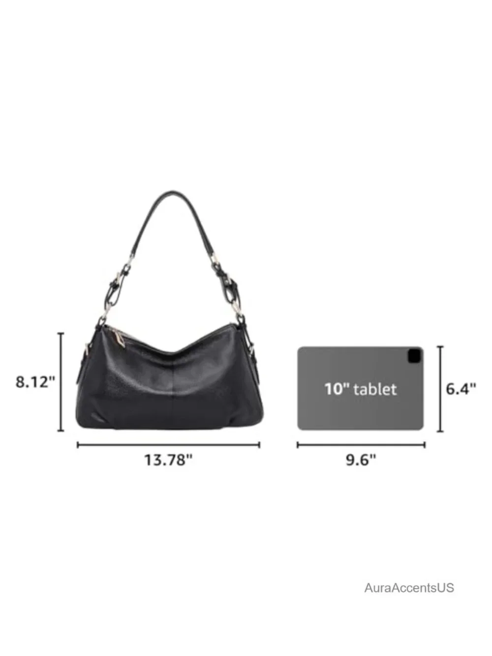 Top Grain Pebbled Cowhide Leather Hobo Bag Adjustable Strap Shoulder Purse